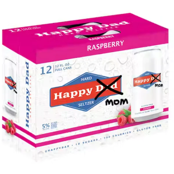 Happy Dad x MOM Raspberry Seltzer 12 Pack 355ml